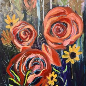 Love So Soft, abstract bouquet of roses and sunflowers