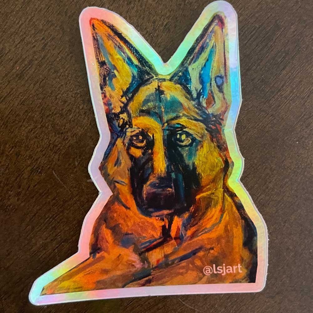 German Shepard Holographic vinyl sticker