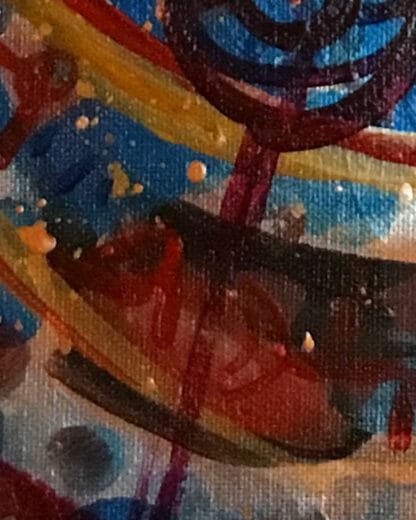 Detail of High Energy Jack painting showing dropped paint and patterns