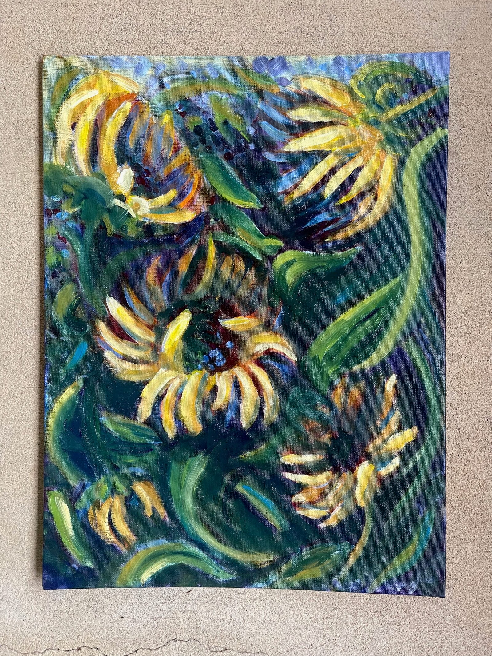 Wild Sunflowers on a green background