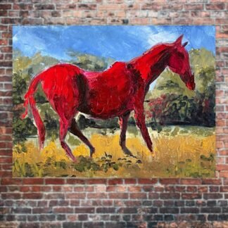 Wild Spirits #04 (Red Horse) Original Painting in Acrylic on Canvas Panel