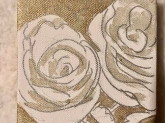 white roses on a bronze and gold background