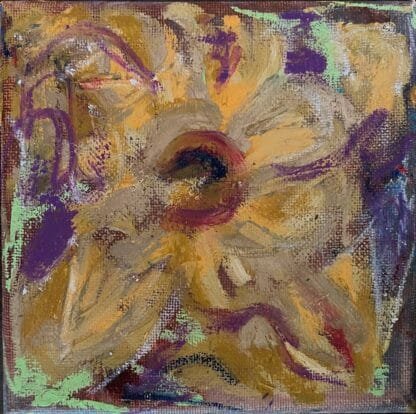 Hidden Sunflowers #02 acrylic and oil pastel painting of a sunflower