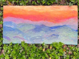 Mountain Dreams painting outside. blue and purple mountains of blue ridge at sunset