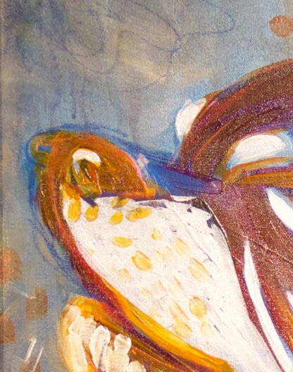 Shelby Dreams Original Painting detail - Detail of nose and snout showing layers of mixed media and brush strokes
