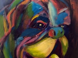Colorful bulldog head portrait 16 x 20 inches